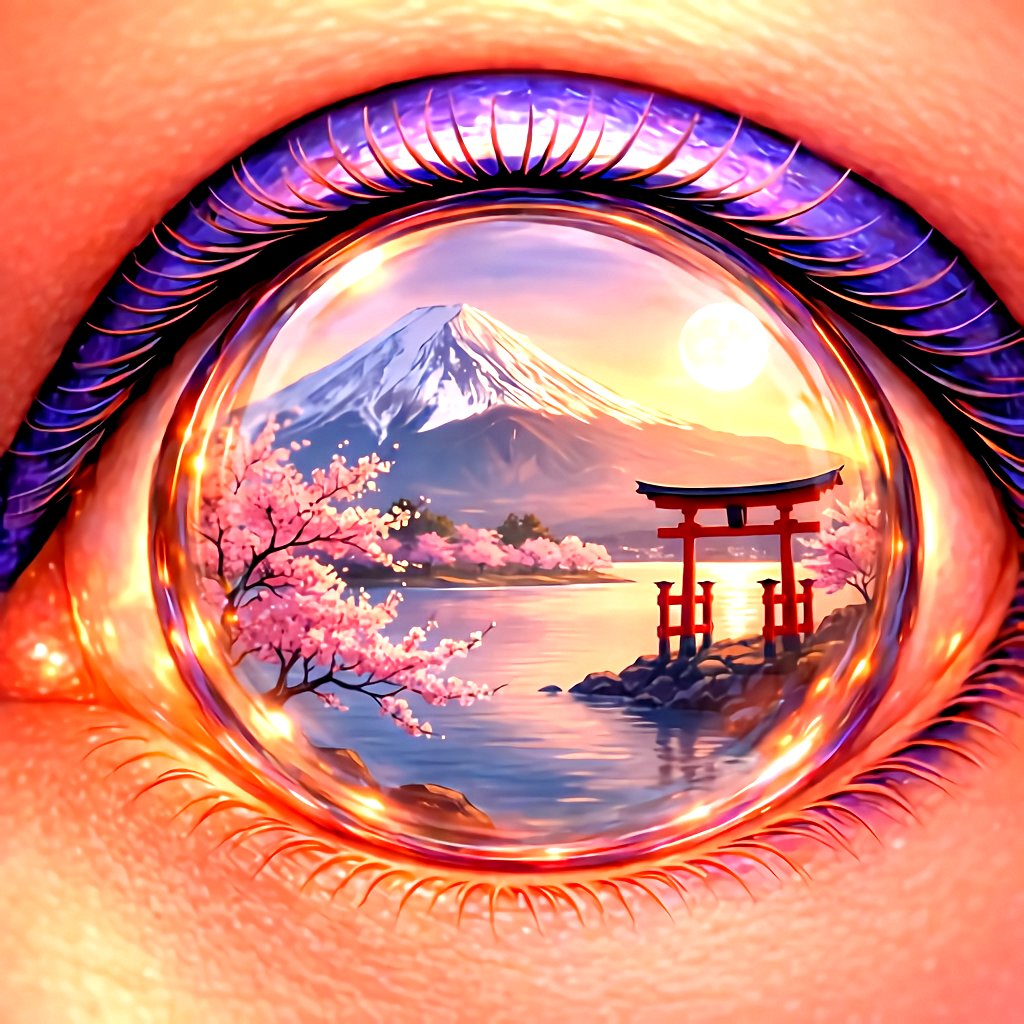 fujinft's tweet image. 薄明の空に浮かぶ富士が、水面に溶けるように息づく。
桜の花弁は風に乗り、時の境界を越えて漂う。
沈黙の中に、永遠の春が閉じ込められている。

▶️静寂の彼方
 「瞳の中にある世界」コレクション      
#NFT #Digitalart #HEXA #富士山