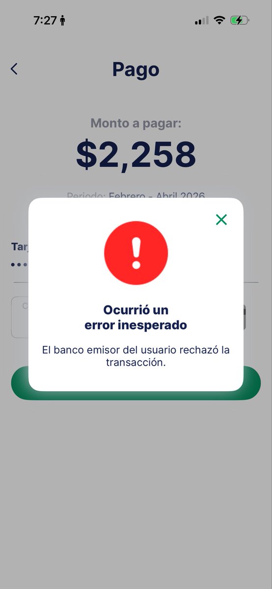 mafferc28's tweet photo. @CFE_Contigo estoy intentando realizar el pago de mi servicio, pero me lanza esta alerta. Es la primera vez que me ocurre y ya confirme que no hay ningún problema con mi banco. ¿Alguna solución? https://t.co/fQSjErcTor