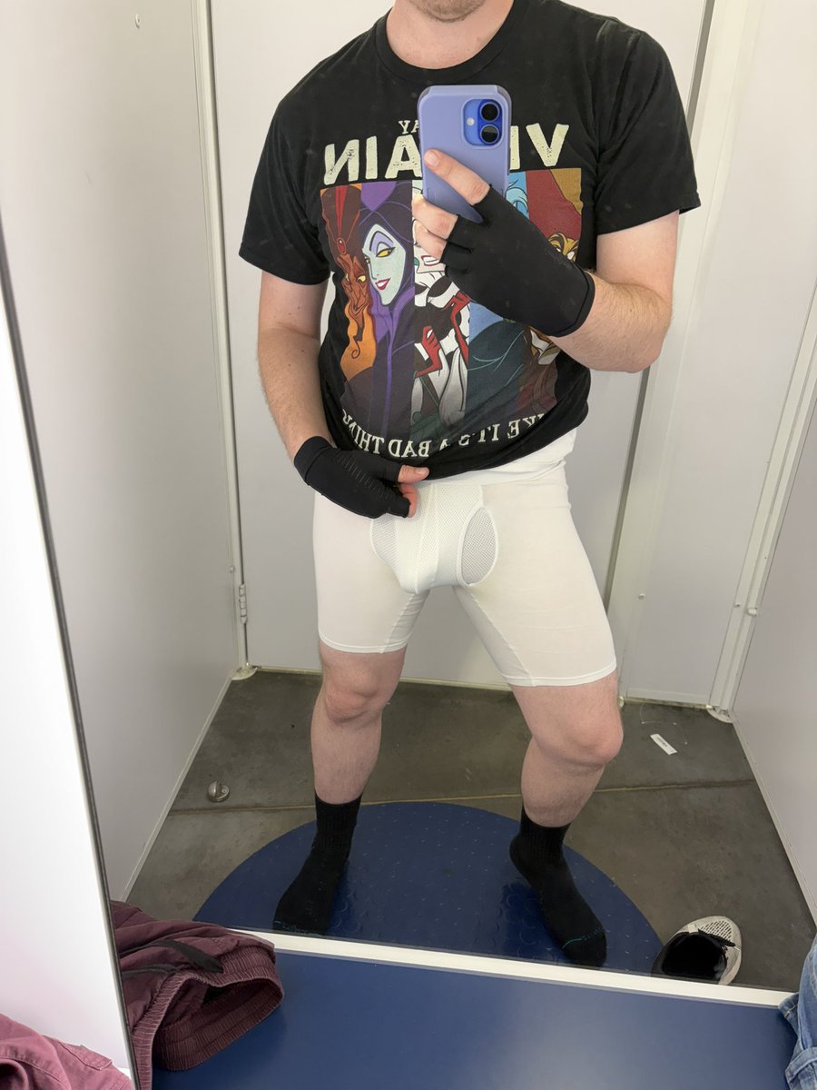 nate8724's tweet photo. When in a dressing room you take pics! Shows off my G’s really well. Feeling a bit villainy! My boyfriend got the more nsfw versions of these pics. https://t.co/TwCAydrR0c
