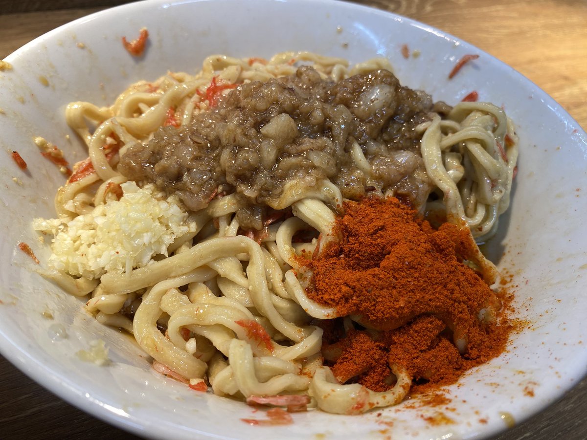 blue7z's tweet photo. （4/18）自家製麺 浜一
海老【風】ハマン350g

LO間際だったため海老【風】に😆
【風】だけど、小海老混じりの麺を食べた時
仄かに海老の風味がして美味しいかった👍
麺そのまま良し！つけ汁つけて良し！
美味しかったです😋ごちそうさまでした🙇‍♂️ https://t.co/9RE2Pjivpv