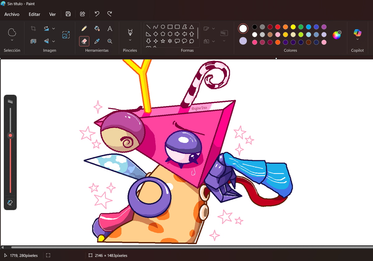 qiw1to's tweet photo. Pequeña practica de dibujar con mouse en paint, mi sujeto de pruebas fue Zooble 🌛
#zooble #tadc #tadczooble #theamazingditalcircus https://t.co/ACuG9qLndN