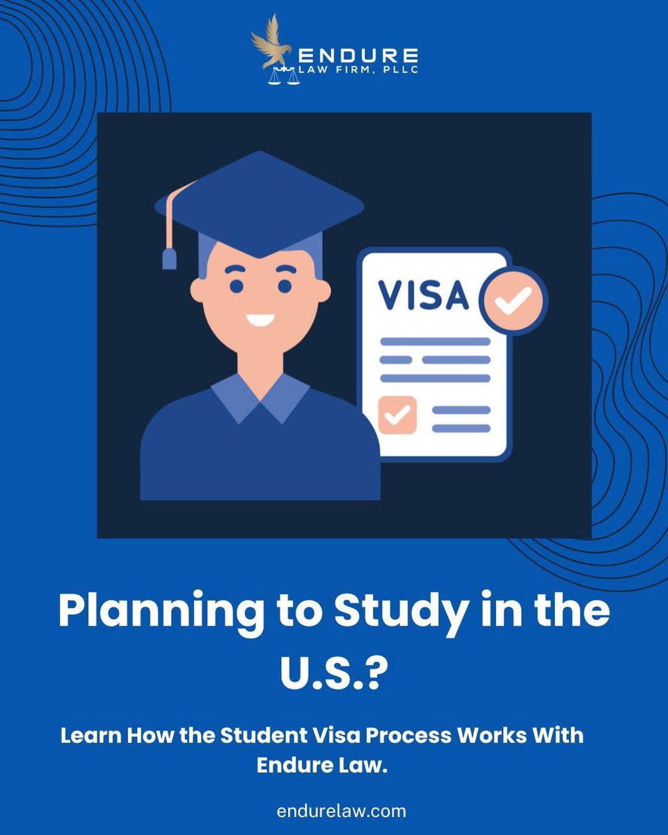 EndureLaw's tweet image. A student visa is more than a travel document—it comes with ongoing legal responsibilities. Understanding those responsibilities early can help you stay on track.

#StudyInTheUSA #StudentVisaAttorney #ImmigrationSupport #SebringFL #InternationalStudentsUSA #VisaProcess