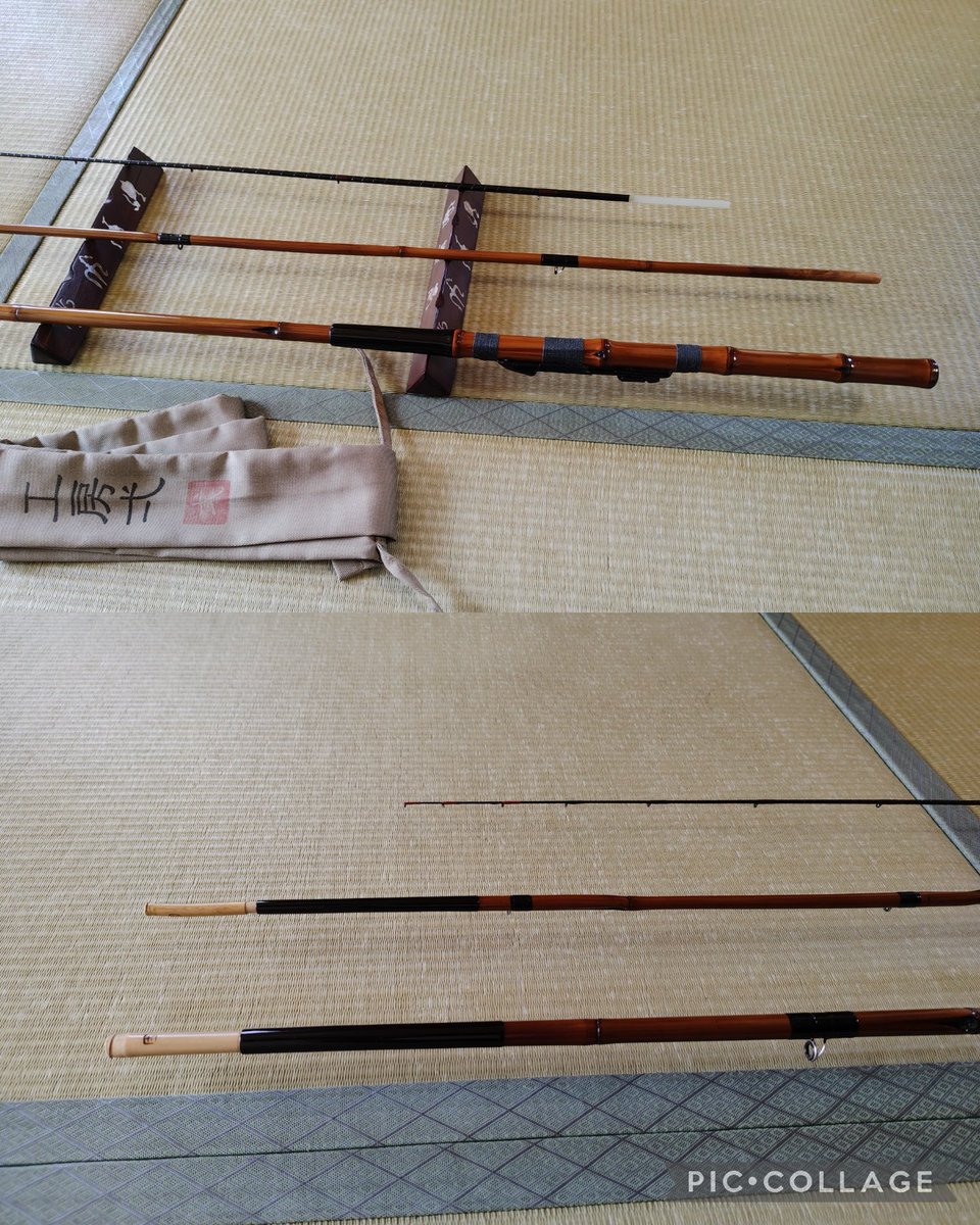 へち竿 九尺五寸 三本継 穂先-グラス 穂持ち-高野竹 手元矢竹+淡竹