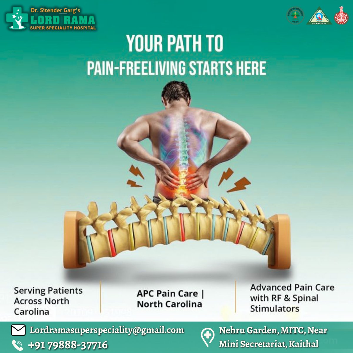 LordramaDigital's tweet image. Advanced Spine Treatment for a Pain-Free Life | LordRama Hospital Kaithal
✅ CONTACT:- 74007-08004
✅ Address:- Nehru Garden, MITC, Near Mini Secretariat, Kaithal
#LordRamaHospital #BackPainRelief #SpineCare #PainFreeLife #AdvancedSpineCare