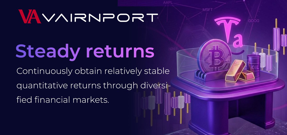Vairnport's tweet image. 📊 Steady Returns
Continuously achieving relatively stable quantitative returns through diversified financial markets.
#SteadyReturns #AIQuant #AssetManagement #GlobalMarkets