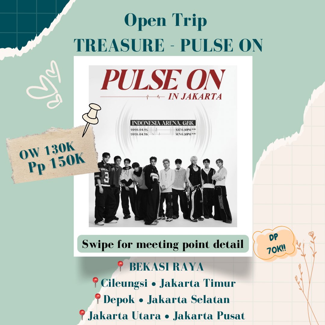 silvergloshh's tweet photo. Hai TEUME!
https://t.co/84f1p3lSLx Open trip TREASURE di Indonesia Arena

MEETING POINT : 
📍CILEUNGSI • CIBUBUR  • JAKTIM PP
📍BEKASI • CIKARANG • JATIASIH • CIBITUNG • TAMBUN PP

More info : https://t.co/rqif6FvKG7

#pulseoninjakarta https://t.co/7ouehqgrdu