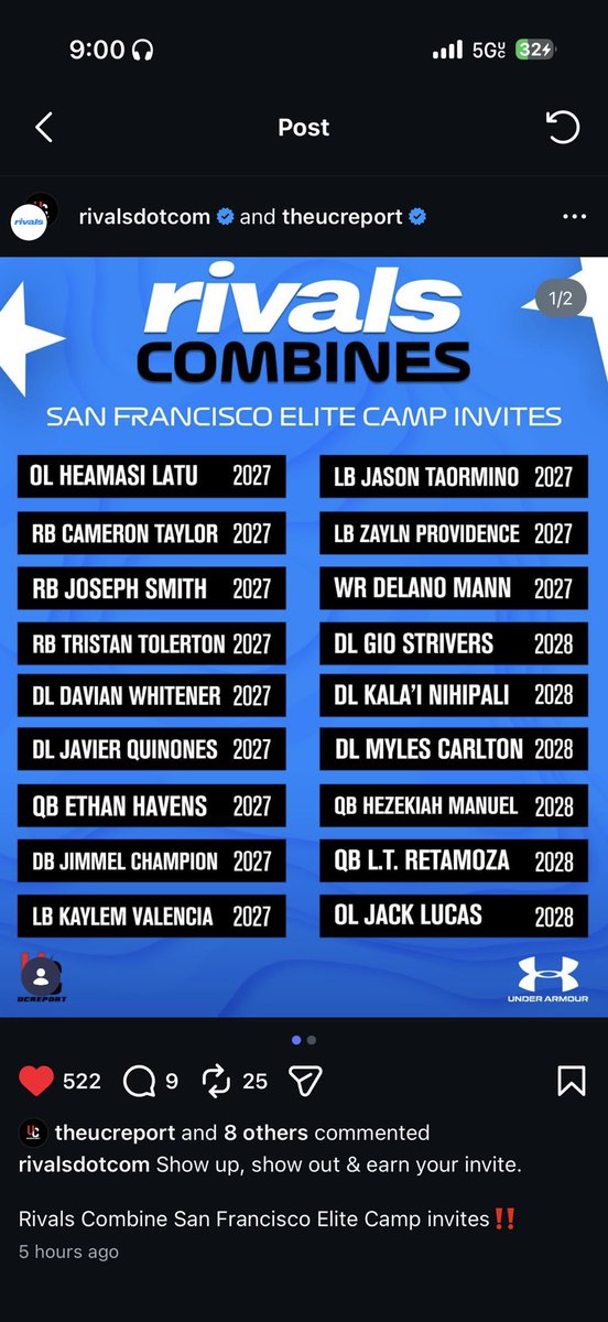 RealDelanoMann's tweet photo. Bless to be invited back to day two of rivals. now it’s time to show out and prove i’m one of the best wrs! @adamgorney @CodyBellaire  @Rivals_Recruits @TheUCReport @RivalsHS @ChadSimmons_ @samspiegs @Rivals https://t.co/i1U6sJ1EVK