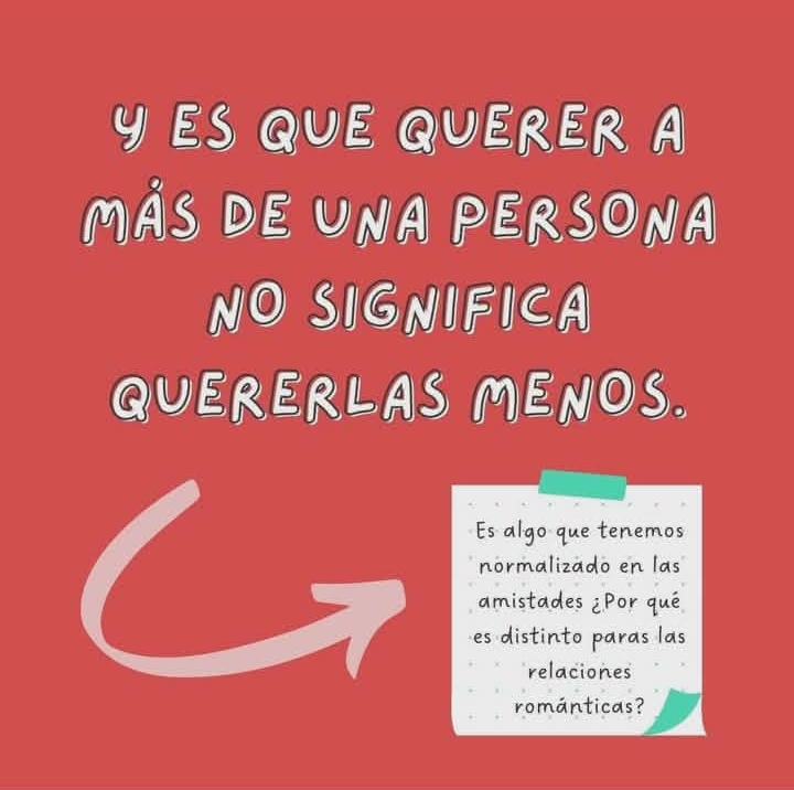 Poliamor_MX's tweet photo. «Normalicemos el enamorarnos de más de una persona a la vez».
Contenido de @pauladelgado_. https://t.co/59nJHwXuVb
