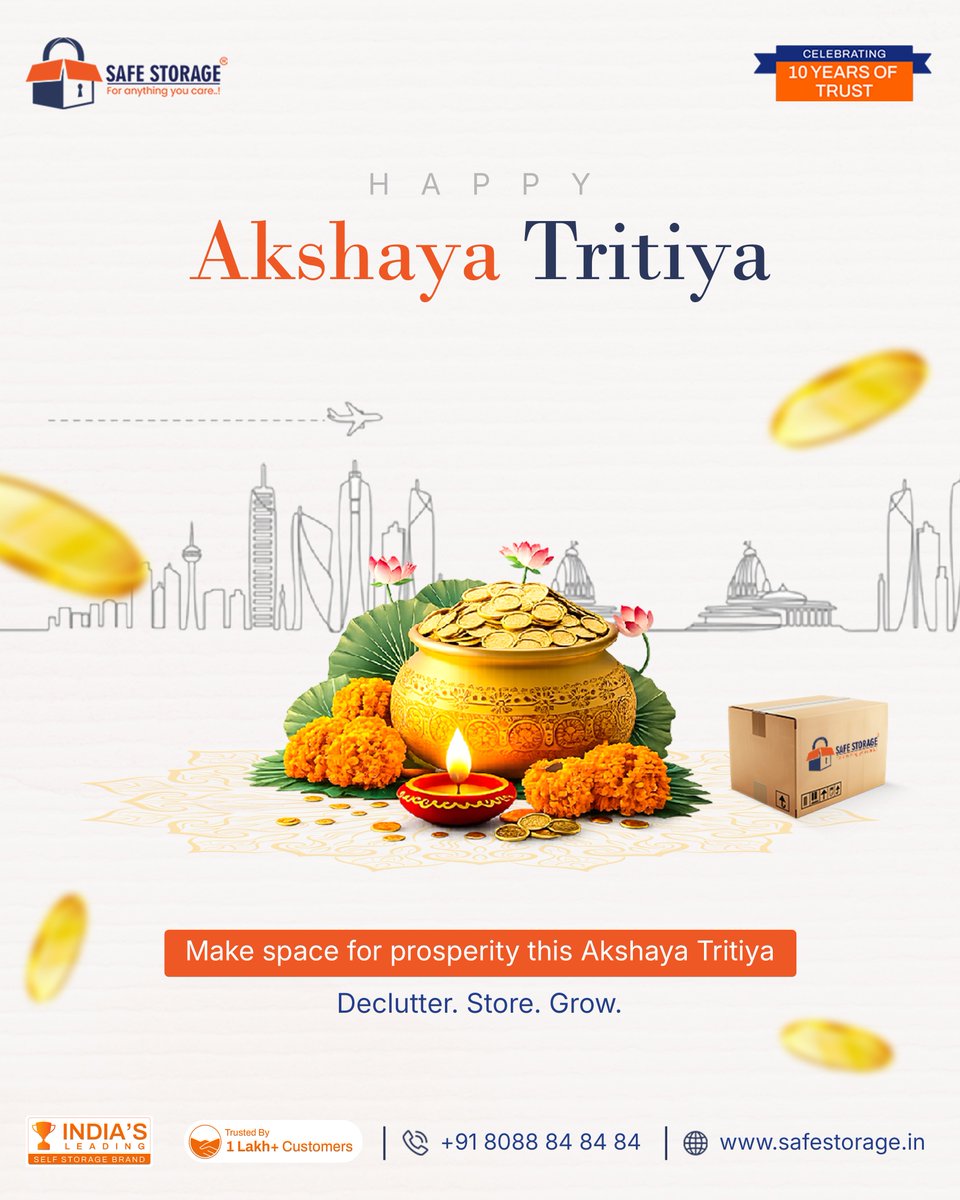 SafeStorage_In's tweet photo. Prosperity isn’t just what you add… it’s also what you clear. ✨
This #AkshayaTritiya
Declutter your space. Store smart. Grow bigger.
Make space for what matters.
@SafeStorage_In @X #Prosperity #Declutter #NewBeginnings #FestiveVibes #Prosperity #DeclutterYourHome https://t.co/8gyVZ2FosC