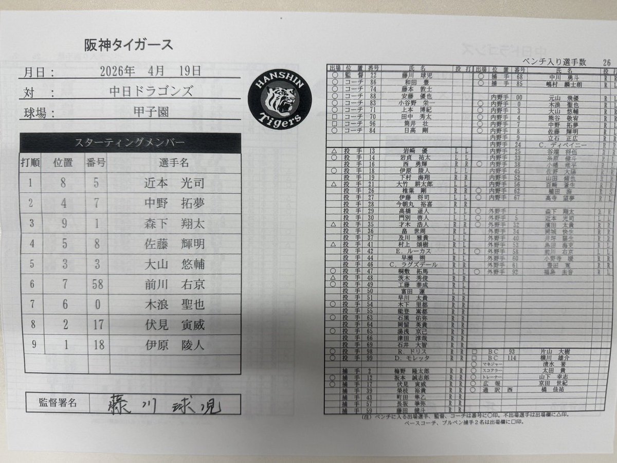 中野雄太【スポーツ報知・阪神担当】 tweet media