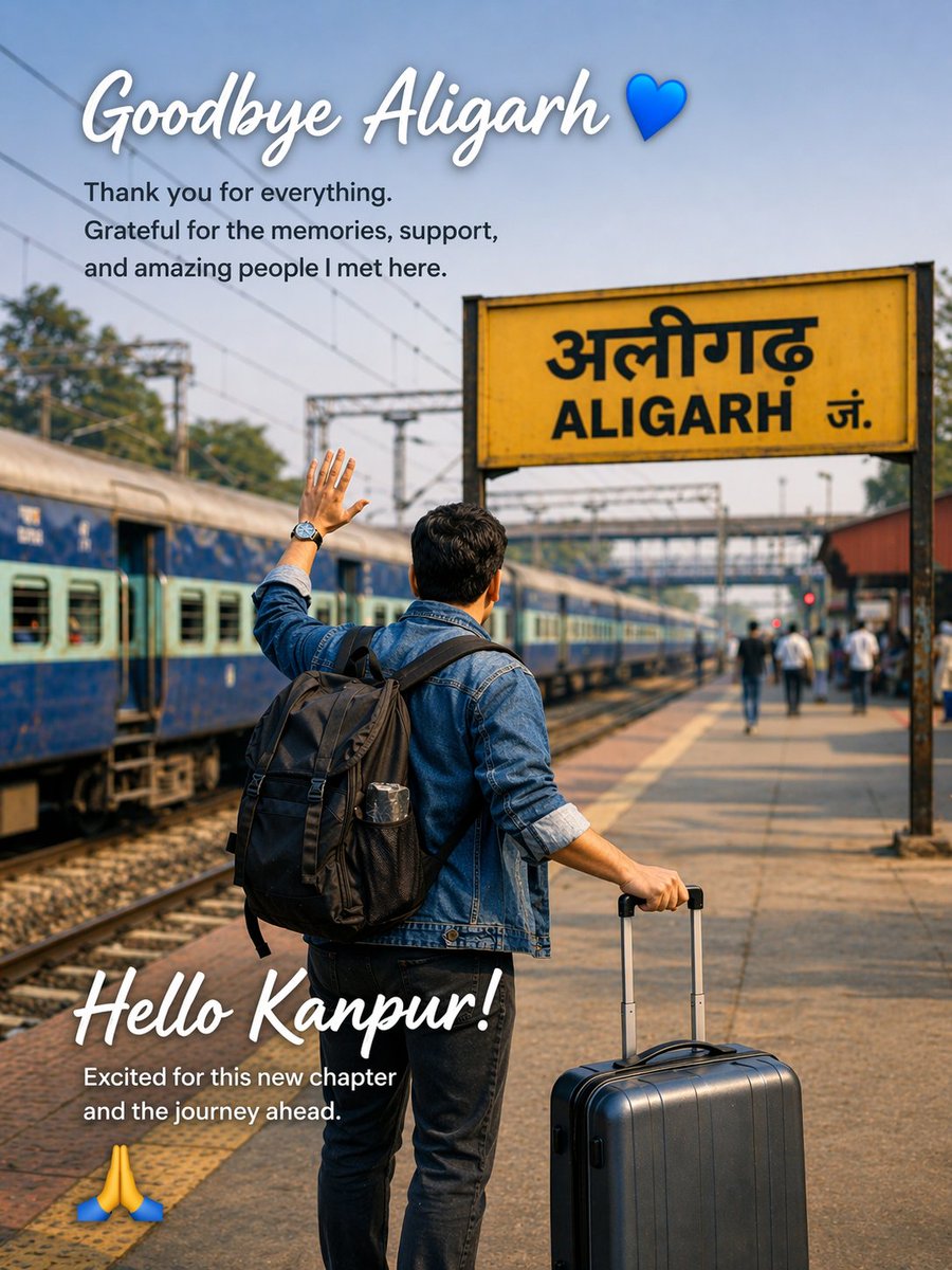 Aligarh, thank you for everything 🙏💙.

Time to say goodbye as I move to Kanpur for my next chapter. 
Grateful for the memories, support, and amazing people I met here.