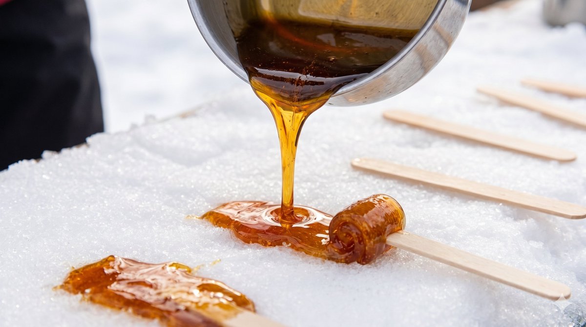 natureimagined's tweet image. Nature's ultimate candy. 🍁❄️ Pouring boiling maple syrup directly onto fresh snow to make instant taffy is a beloved winter tradition. The contrast between the hot, sweet amber syrup and the freezing white snow is perfection. 🥞🌲 #MapleSyrup #WinterTraditions #SugarOnSnow