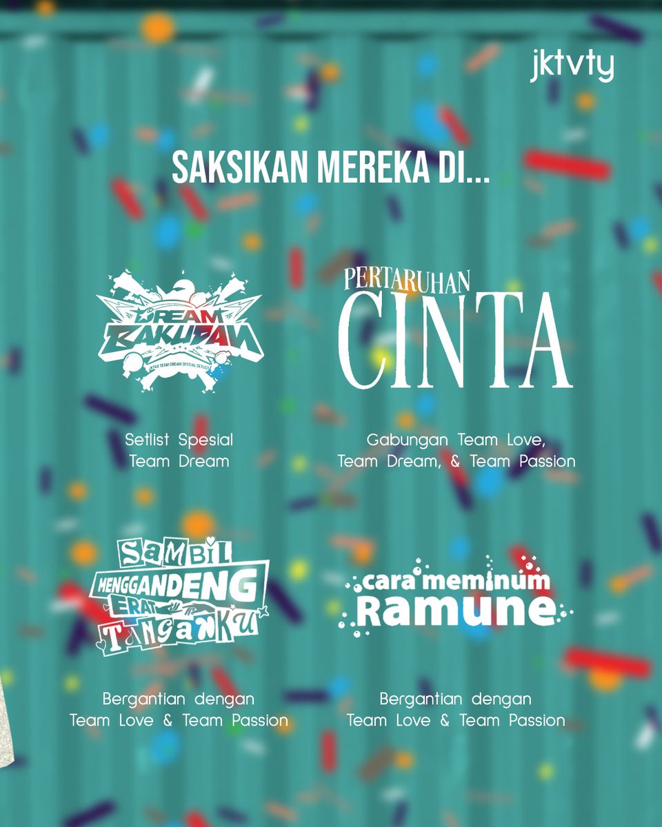 jeketivity's tweet photo. [LET THE FIGHT BEGIN!: DREAM] 🌟

Kehadiran mereka layaknya anomali yang pergerakannya tidak bisa ditebak. Ya namanya juga TEAM DREAM, daya khayalnya tanpa batas

Siapkan jantungmu itu, karena mereka siap untuk "MELEDAGH!" 💥

#JKT48Dream
#InfiniDream
#ReachForTheStars https://t.co/DYWxpnICua