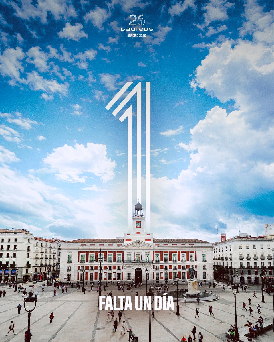 LaureusSport's tweet photo. One day until the eyes of the world are on Madrid for the Laureus World Sports Awards.

#Laureus26

**

Un día para que los ojos del mundo se posen en Madrid con motivo de los Laureus World Sports Awards 2026.

#Laureus26 | @ComunidadMadrid https://t.co/m4fU0WWowU
