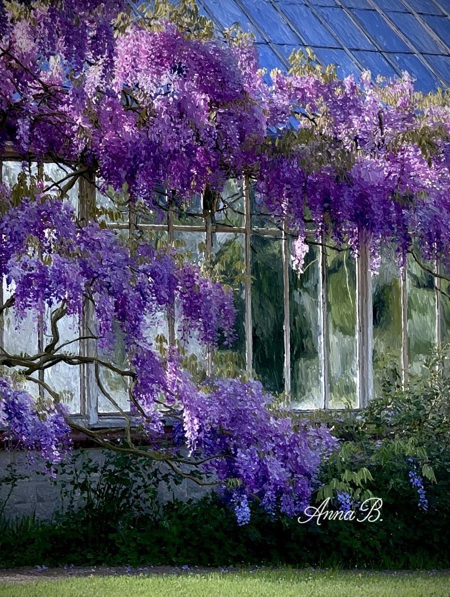 Aurora41155547's tweet image. Wisteria Greenhouse
#Art #AIArt #Nature #Flowers #Wisteria
