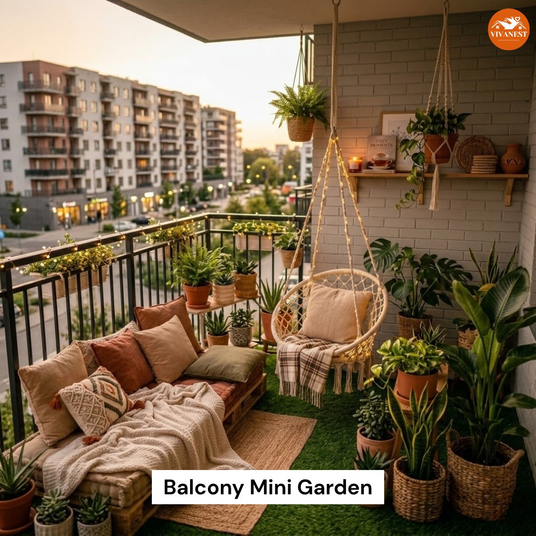 vivanest_home's tweet image. Transforming a small balcony into a private oasis is all about layers. By mixing heights—using floor pots, railing planters, and hanging greenery—you can create a lush escape even in the heart of the city. 🏙️✨

#balconygarden #urbanjungle #smallspacesolutions #outdoorliving