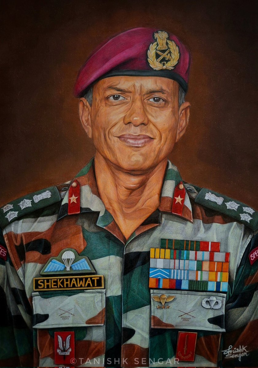Tanishksengar's tweet photo. Portrait of
BRIG SAURABH SINGH SHEKHAWAT
KC,SC,SM,VSM
21 PARA SF
A living legend and one of the highest decorated soldier from the elite special forces whose life is a testament to fine leadership, bravery, valour and grit.
शतेषु जायते शूरः ⚔️🪖🇮🇳 https://t.co/aUpOQDTfRo