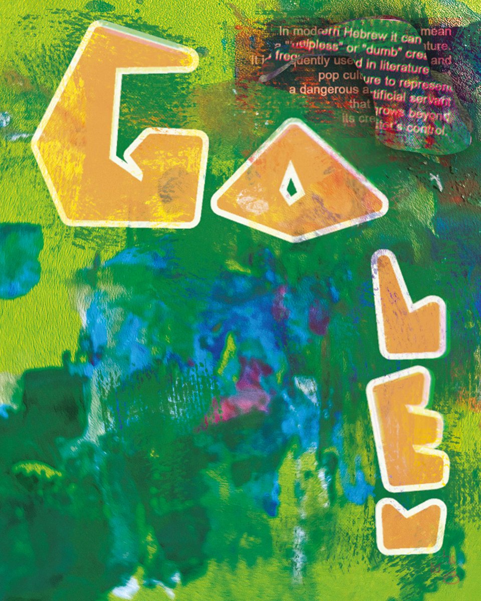 matesse_art's tweet image. 365 POSTER PROJECT
Day 26: Golem

Mixed media, gel print, digital

A golem is a Hebrew word meaning: shapeless, lifeless mass. In Jewish folklore is a shapeless human figure brought to life from clay with the help of magic spells.

#365days #graphicdesign #poster #hebrew #golem