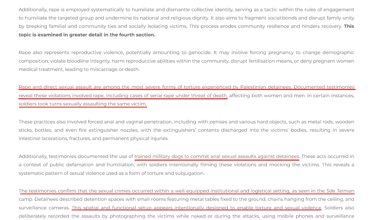 joaoaliano's tweet photo. @caitoz the latest April 12 EuroMonitor report is just one more examination of sexual violence against Palestinians. There are several testimony accounts of israels using trained dogs to rape Palestinian hostages. full report: https://t.co/lcLKIBbW98 https://t.co/JYCczqgaTC