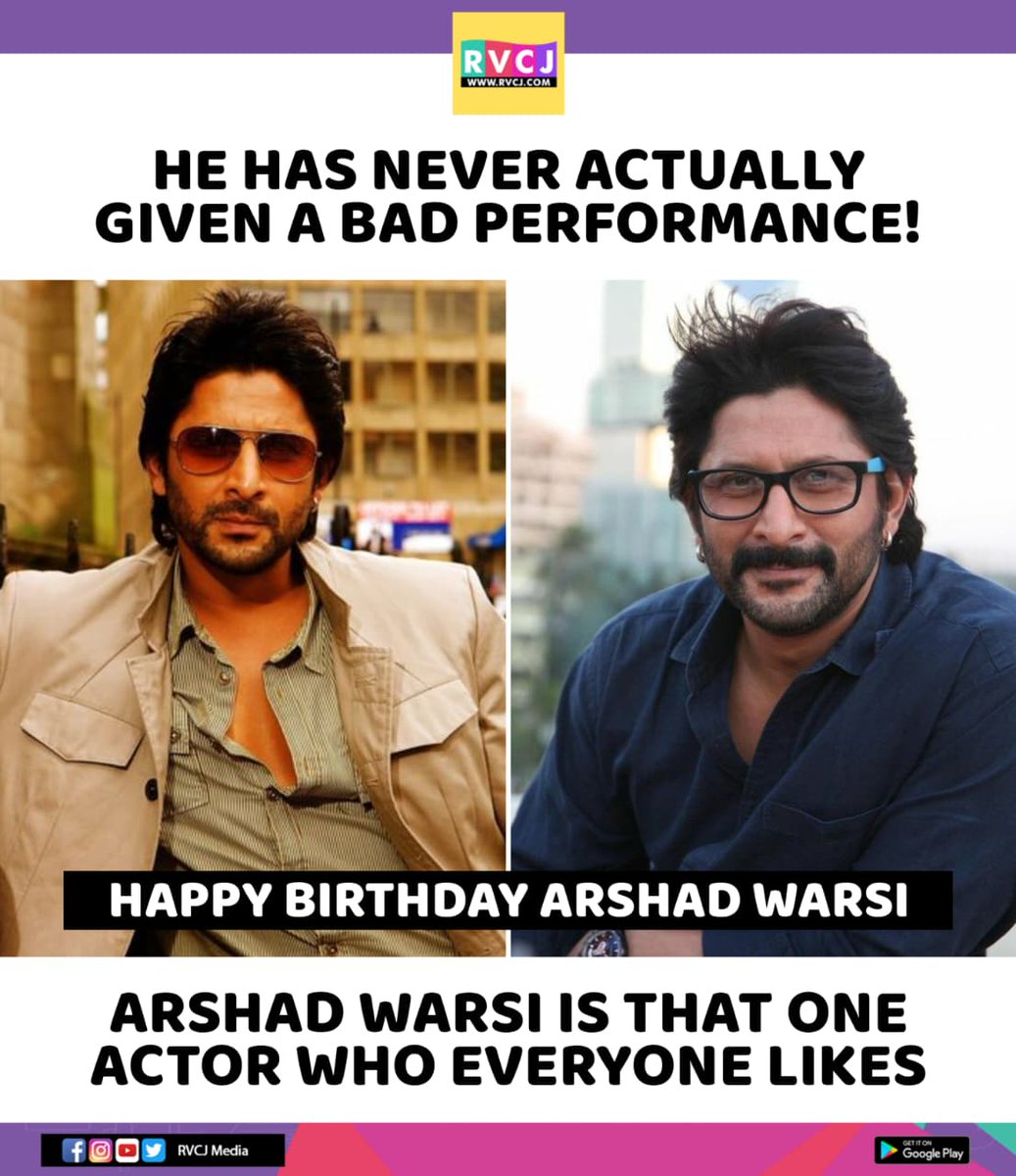 rvcjmovies's tweet photo. Happy Birthday, Arshad Warsi
#arshadwarsi #munnabhaimbbs #jollyllb #bollywood #bollywoodactors https://t.co/JO5nRNCsty