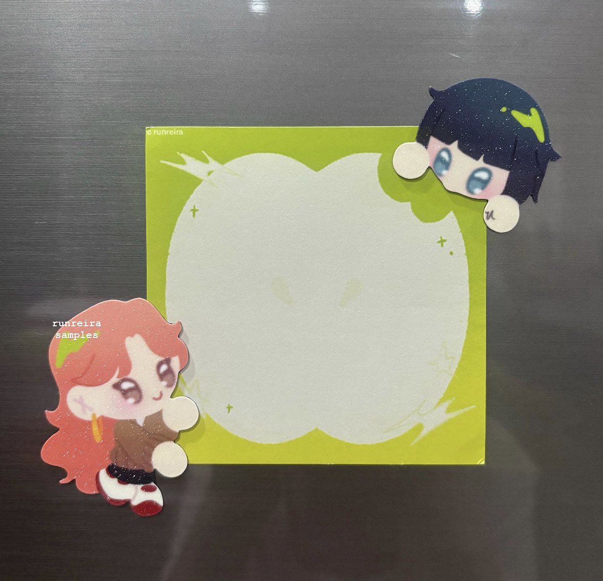 runreira's tweet photo. SAMPLES ⭐️‼️
the pony pocas turned out vibrant like i wanted it to!! magnet &amp; memo set is also very cute im keeping one for myself ugh <\3 will post the rest once they arrive https://t.co/lnTU17aaNg