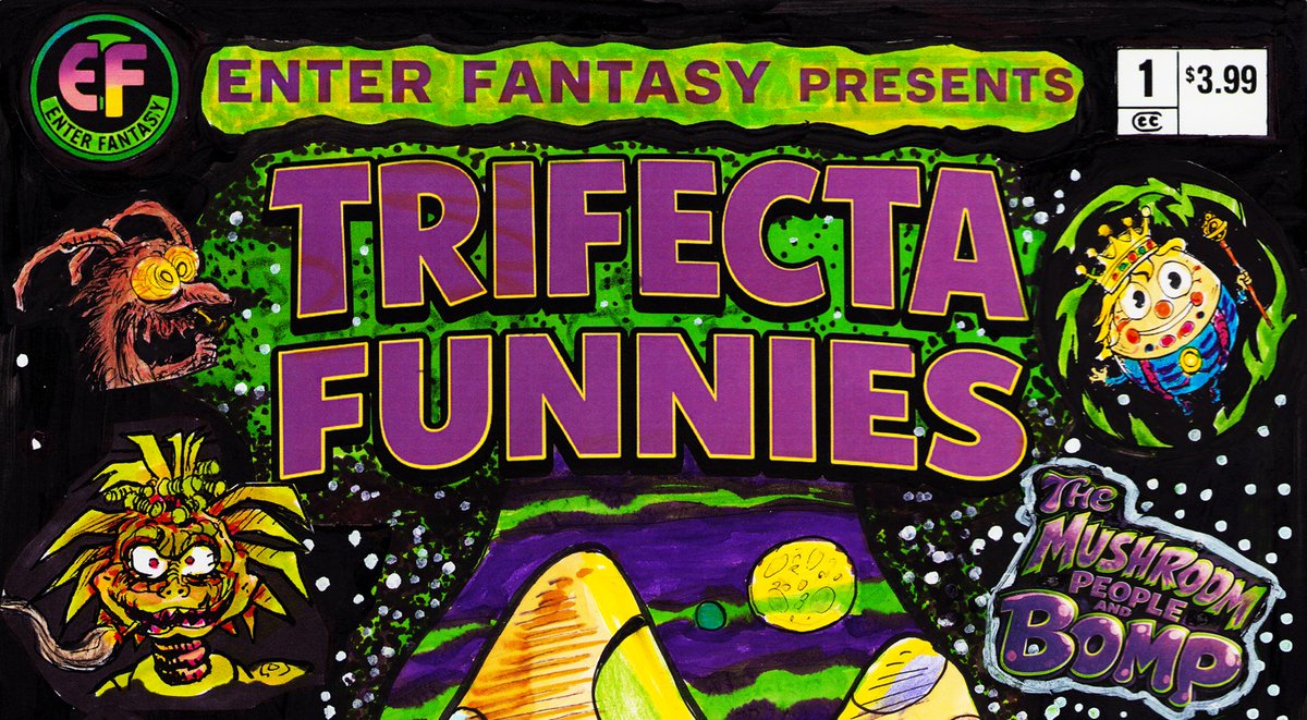 celestetaranja's tweet photo. Enter Fantasy Presents: Trifecta Funnies is going live on Kickstarter soon!  Three strange worlds:  one old school handmade comic book https://t.co/brByWlDnQA