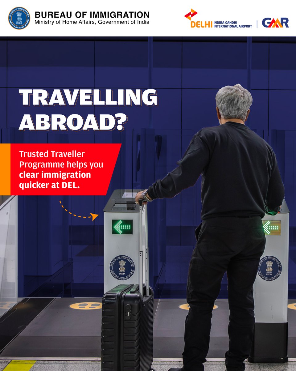 DelhiAirport's tweet image. Fast forward through immigration ✈️

TTP gets you through quicker, so you can move ahead, stress-free.

#DelhiAirport #FastTrack #SeamlessTravel