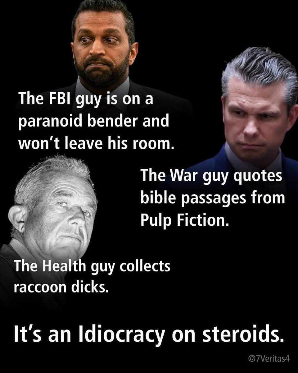 This is what #maga stupidity is all about: unqualified Trump supporters dividing America at its worst and you know how:

<a href="/SecKennedy/">Secretary Kennedy</a> 
<a href="/PeteHegseth/">Pete Hegseth</a> 
<a href="/FBIDirectorKash/">FBI Director Kash Patel</a> 

Anyone can reply about this