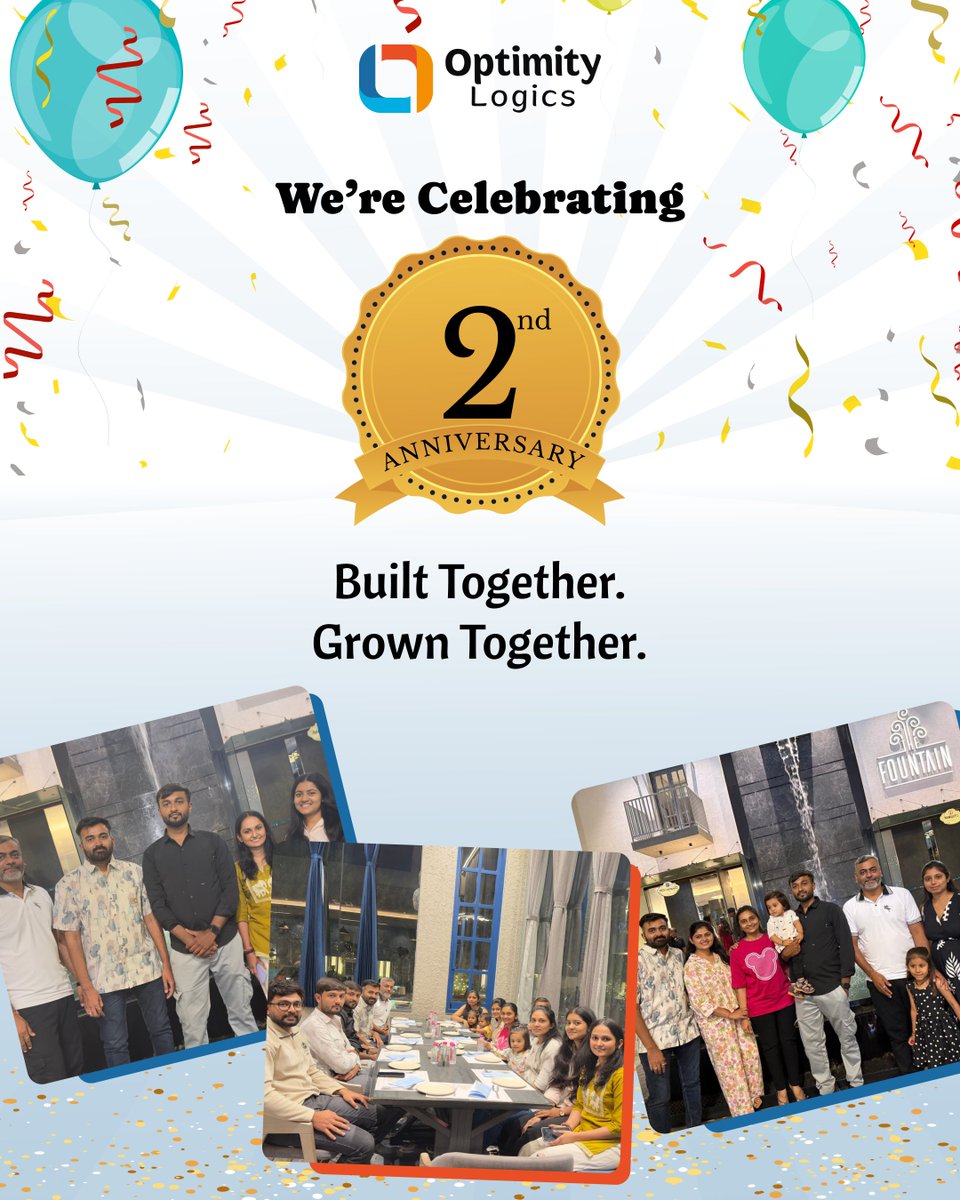 optimitylogics's tweet image. Celebrating 2 Years of Optimity Logics 🎉

#OptimityLogics #TeamCelebration #WorkCulture #MilestoneMoment #TeamAndFamily #Gratitude #GrowingTogether