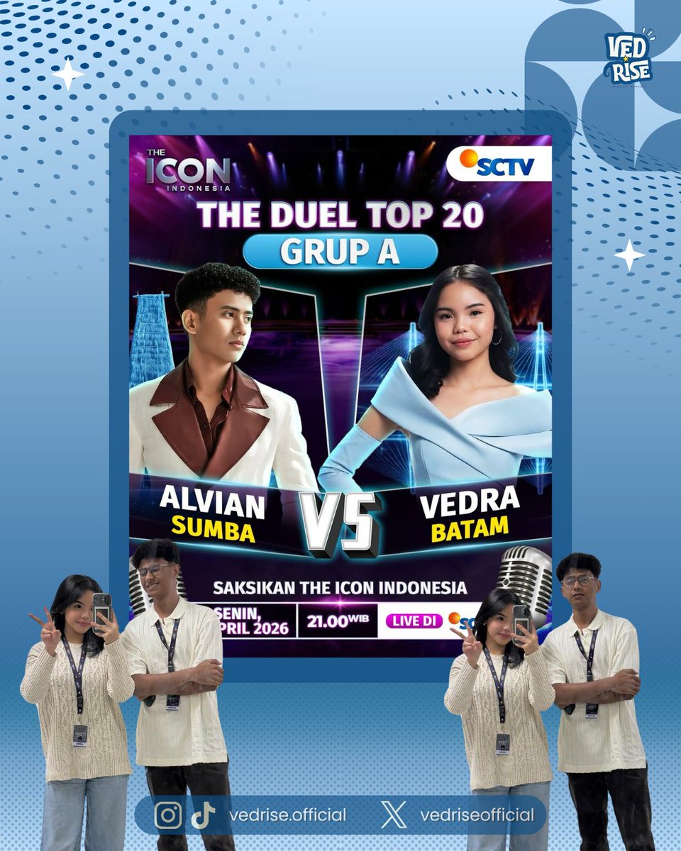 vedriseofficial's tweet photo. [SIAPA YANG GA SABAR NONTON TOP 20 THE ICON INDONESIA???] 😜
Hellow Vedrise!! Siapa nih yang udah ga sabar banget untuk nonton penampilan Vedra di Top 20 The Icon Indonesia?
Catet tanggalnya ya Vedrise, tanggal 20 April 2026❗ #VedriseOfficial #TheIconIndonesia #Vedra #Batam #Fyp https://t.co/Ua2z4eUKm1
