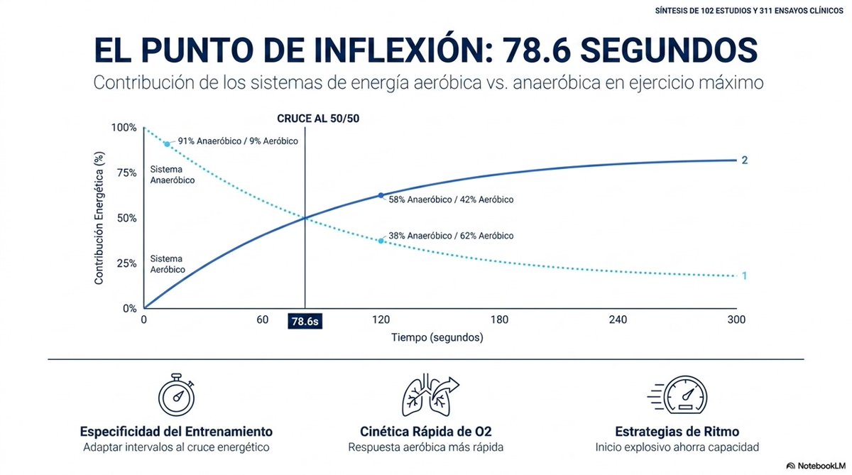 ChicharroJL's tweet photo. CONTRIBUCIÓN DE LOS SISTEMAS AERÓBICO Y ANAERÓBICO DURANTE ESFUERZOS MÁXIMOS La contribución energética en el ejercicio máximo depende del tiempo de esfuerzo: el metabolismo anaeróbico predomina al inicio, mientras el aeróbico aumenta rápidamente hasta equilibrarse cerca de los 80 segundos. Estos hallazgos optimizan el diseño del entrenamiento de alta intensidad. (lee el artículo completo en BLOG JL Chicharro en https://t.co/ghlyA0rsYU) https://t.co/xZGwHMGWQp