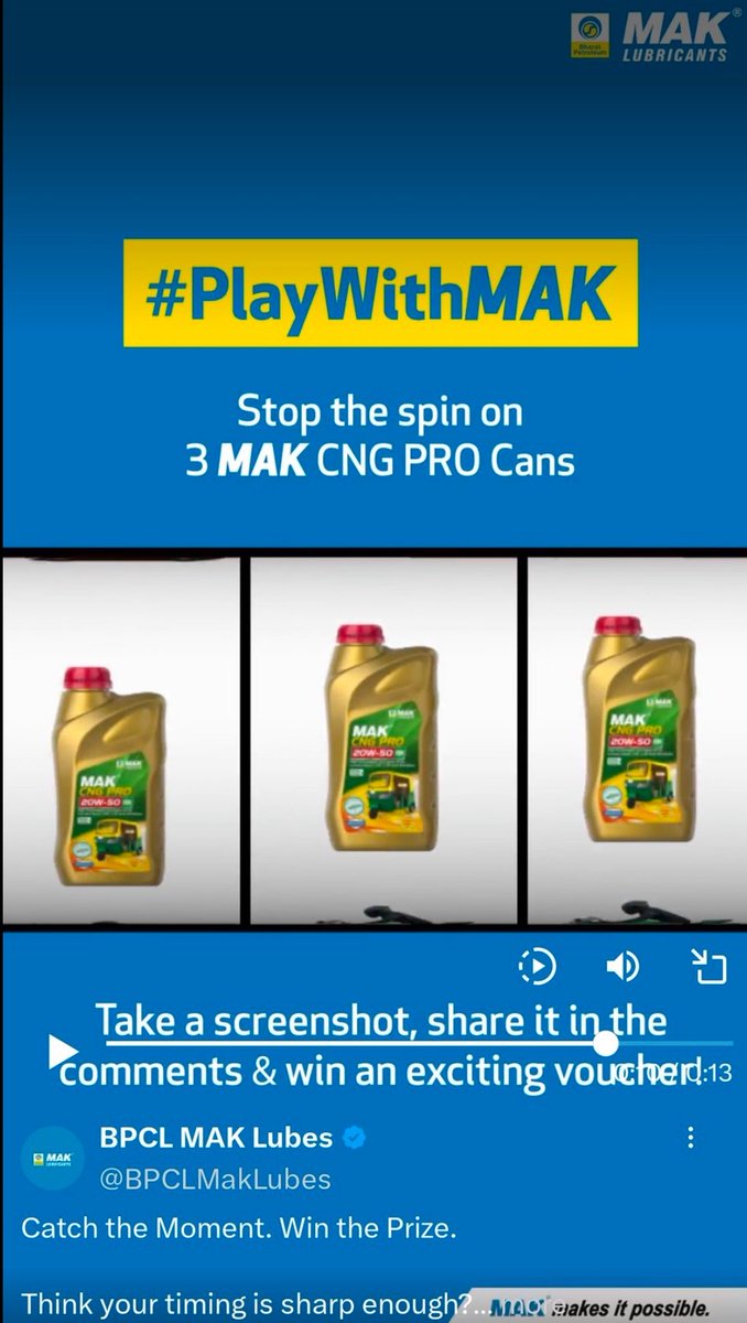 KDivya18740584's tweet photo. @BPCLMakLubes I did it
#MAKContest #MAKLubricants #ScreenshotToWin #ContestAlert #MAKMakesItPossible.
@BPCLMakLubes @BPCLRetail1
@BPCLimited
Tag
@MrRajput2212
@chidambar08
@Srimurthy999
@RajeshHegdeBlr
@navya_ruchi https://t.co/yx5IJfN8Rd