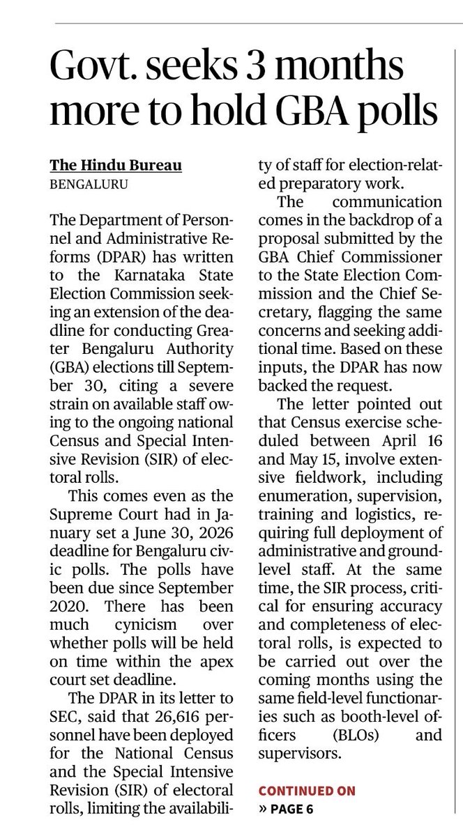 Never before in the history of Bengaluru has so much institutional power been consolidated under DK Shivakumar since the city’s founder Kempe Gowda. Probably the reason why he does not want GBA elections until he gets promoted to CM?