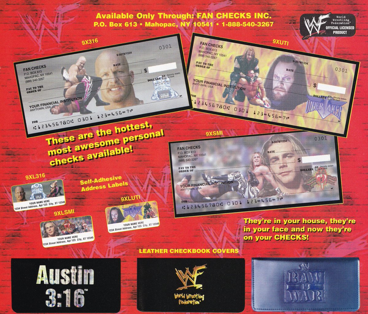 WWFWrestling1's tweet image. They're in your house, they're in your face and now they're on your checks! ✍🏼 #WWF #WWE #Undertaker #SteveAustin #ShawnMichaels