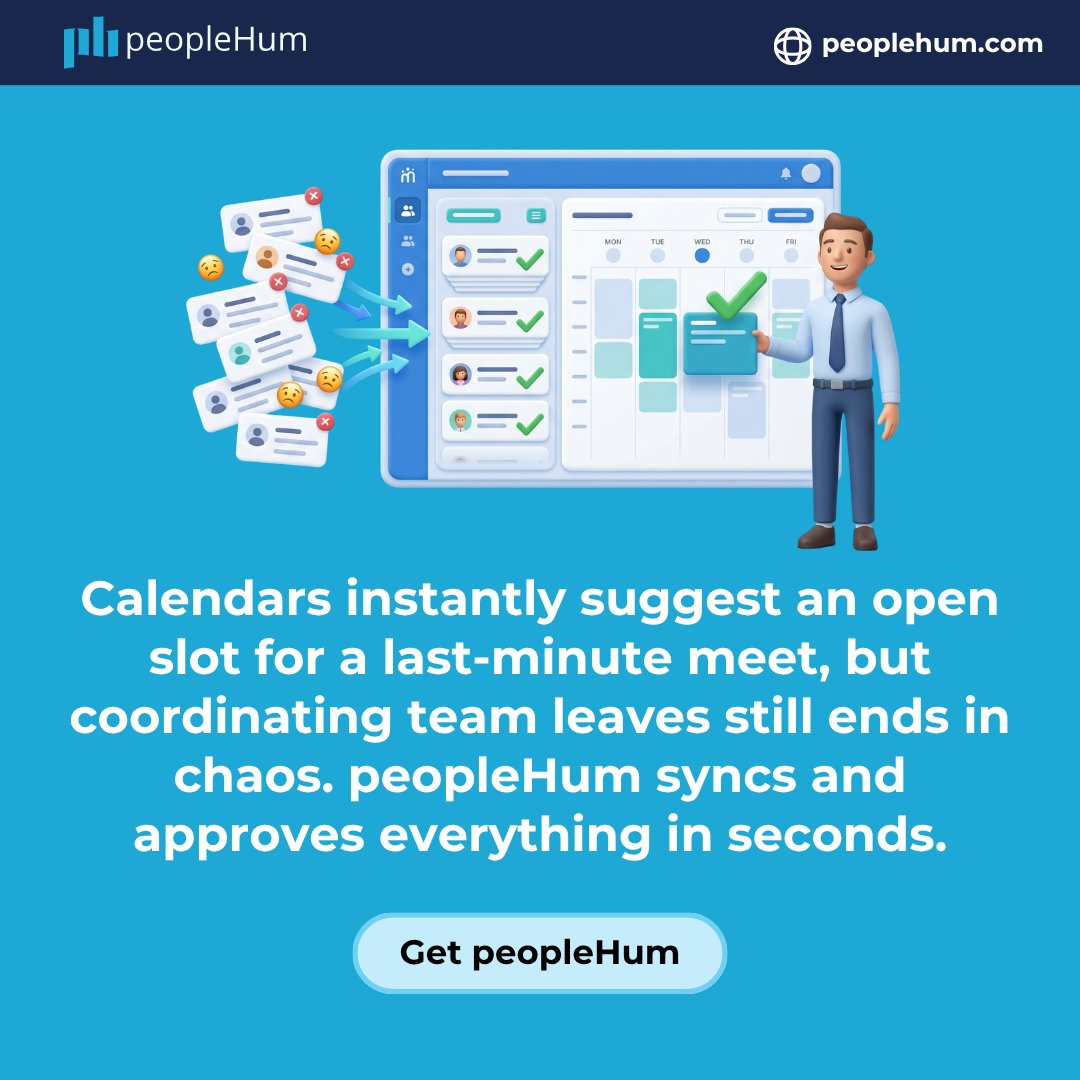 PeopleHum's tweet image. Calendars can find a meeting slot in seconds, but leave planning still turns into a spreadsheet war.

👉Sync and approve leaves without chaos using peopleHum.com

#LeaveManagement #HRTech #HROps #ASAPMusicFestival #WrestleMania #TAEMCHELLA
