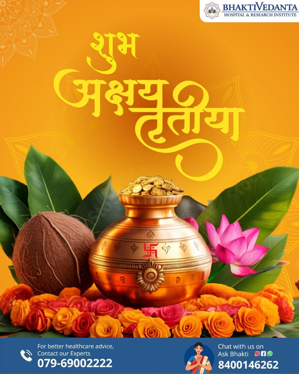 Bhaktivedanta_H's tweet image. Celebrate the divine occasion of Akshaya Tritiya with prayers for endless prosperity, good health, and happiness. ✨

May this prosperous day bring abundance not just in wealth, but in well-being for you and your loved ones. 

#AkshayaTritiya #HealthAndWellness #BlessingsAlways