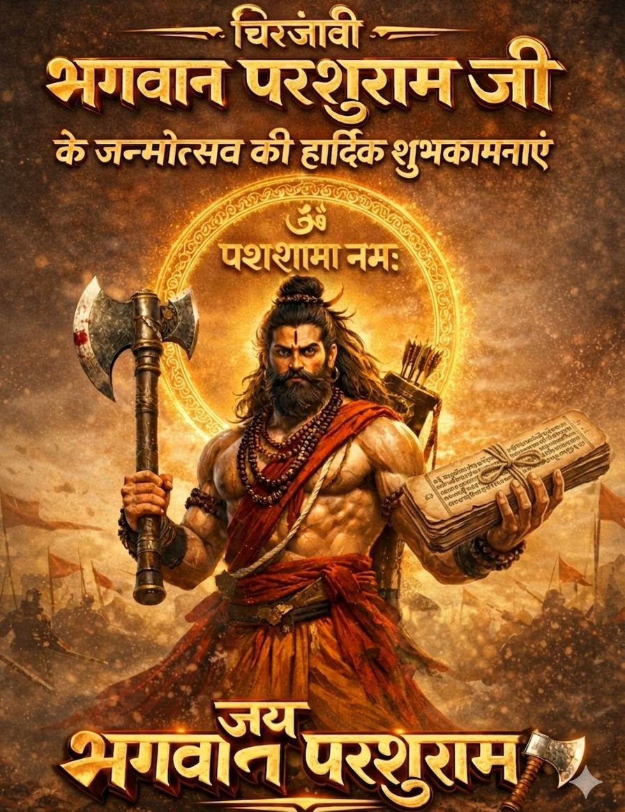 वेद भगवान की रक्षा करने तथा वेद धर्म के मार्ग को छोड़ अधर्म को अपना चुके क्षत्रियों को वेद धर्म के मार्ग पर चलने के लिए विवश करने के लिए #अक्षय_तृतीया के दिन जन्मे भगवान विष्णु के अवतार शिव भक्त भगवान परशुराम जी को शत शत नमन 🙏🚩#ParshuramJayanti #AkshayaTritiya
