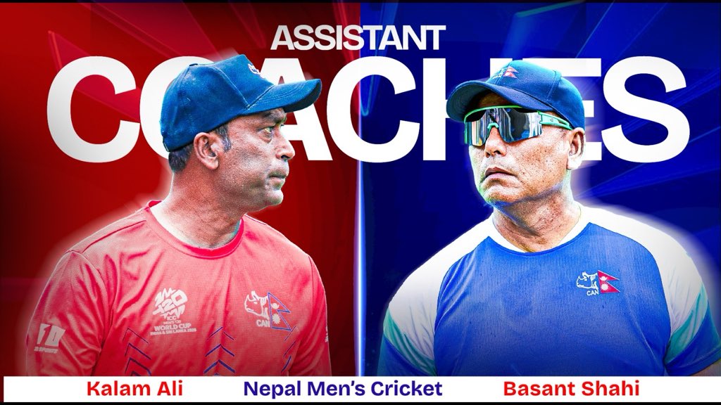 CricketNep's tweet image. Brains behind the grind 🧠

Kalam Ali 🤝 Basanta Shahi
Assistant Coaches | Nepal Men’s Cricket 🇳🇵

#NepalCricket