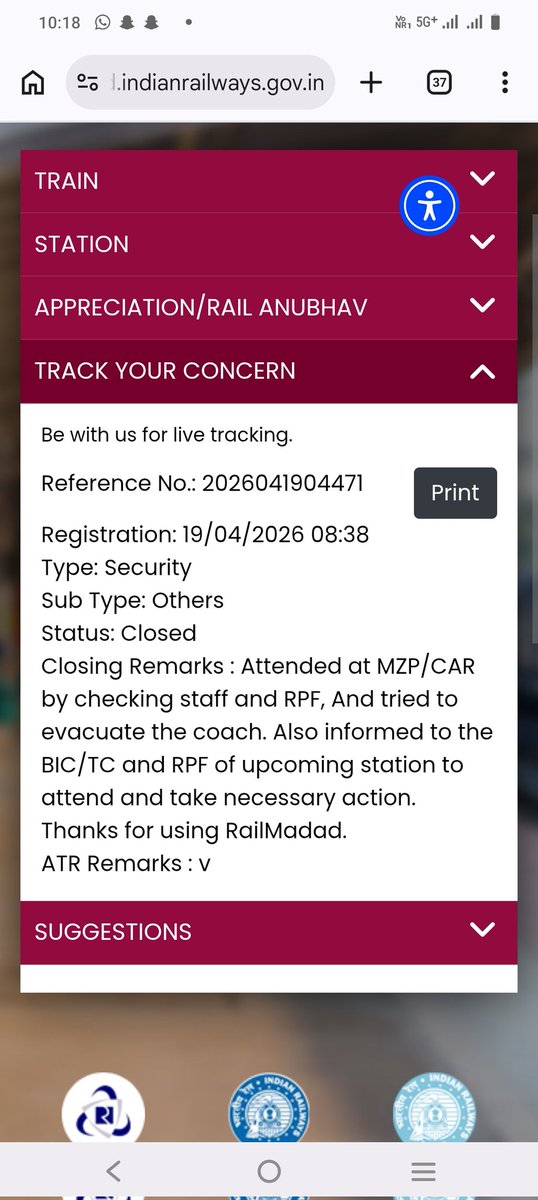 amarroy89's tweet photo. @AshwiniVaishnaw @PMOIndia How can this complaint be closed without any resolution? No one has visited the coach, and the problem still persists. Are you waiting for a mishap? Pathetic—no action has been taken.
@RailMinIndia #pathetic https://t.co/K1OWRIKayF