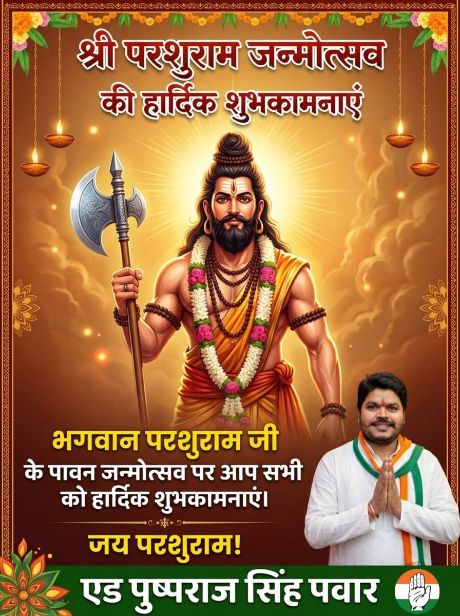 PawarPushpraj's tweet photo. भगवान श्री विष्णु के आवेशावतार,
भगवान परशुराम जी के पावन जन्मोत्सव पर
आप सभी को हार्दिक शुभकामनाएं।

भगवान परशुराम जी की कृपा आप सभी पर सदैव बनी रहे। https://t.co/p6fn7gxBoV