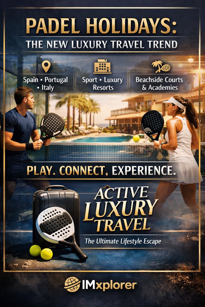 imxplorerinder's tweet photo. Padel is no longer just a sport, it’s becoming a travel movement. 🎾

With 35M+ players globally and courts growing rapidly, hotels & resorts are now building entire holiday experiences around padel. 

👉 Spain, Portugal & Italy are leading this trend

👉 Resorts blending sport + luxury + social lifestyle

👉 From training academies to beachside courts

This is the rise of “Active Luxury Travel”.  Where your holiday is not just about relaxing, but playing, networking & living the experience.

At #IMxplorer, we see this as the next big shift in premium travel.

Soon, your itinerary won’t just include sightseeing, it will include experiences that define your #lifestyle.

#TravelTrends #Padel #LuxuryTravel #SportsTourism #IMxplorer #TravelIndustry #travel
#holiday #luxury #india #sports
#padelsports