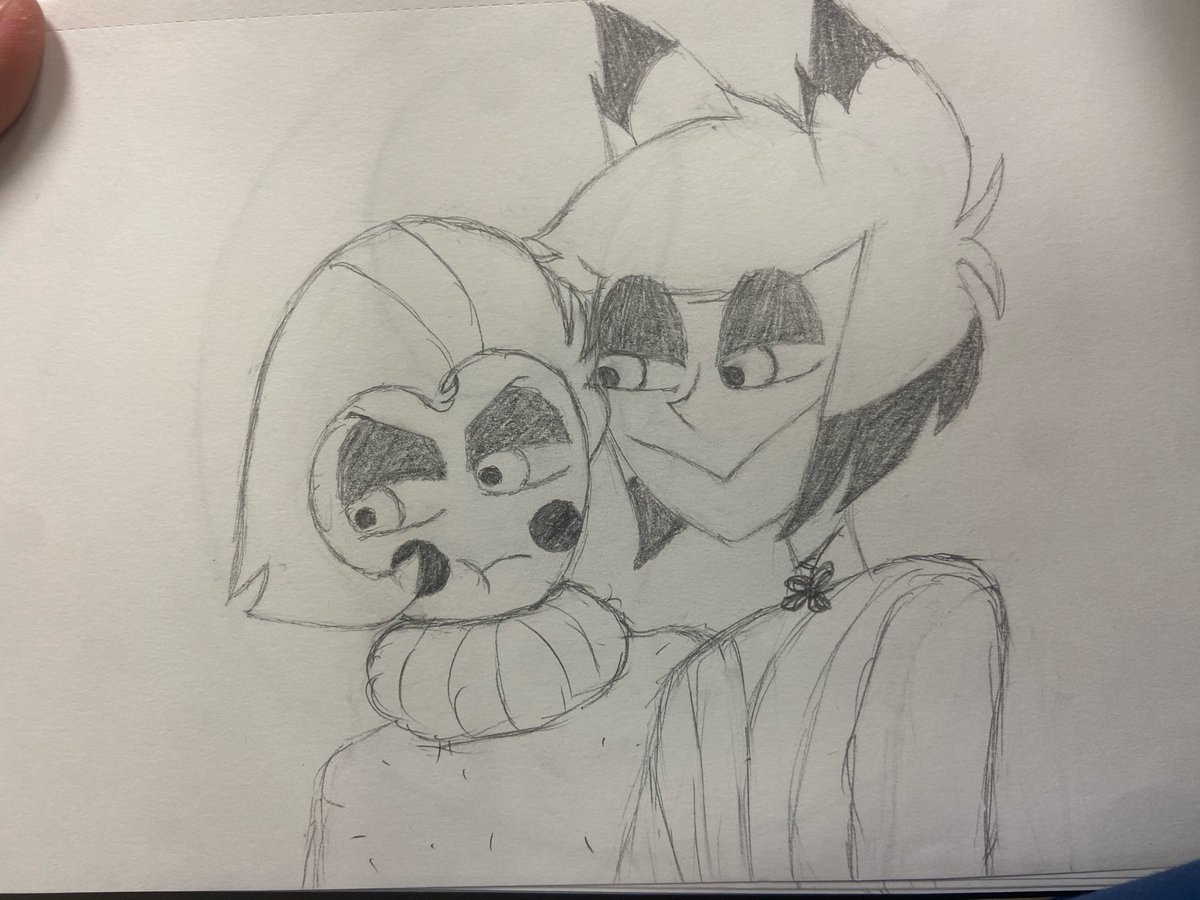 Hualian_980's tweet image. I was bored at school so I decided to draw/ Estaba aburrido en la escuela así que decidí dibujar #radioapple #hazbinhotelart #alastor #lucifermorningstar