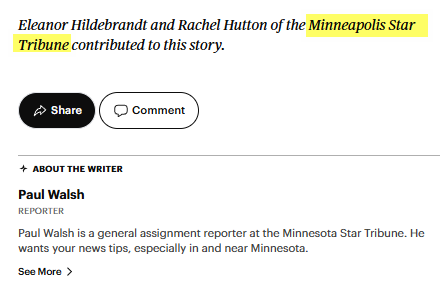 CrimeWatchMpls's tweet photo. 1. The birdcage liner's Paul Walsh is a hack. 
In an article today about the attack on Savanah Hernandez at Whipple, Walsh repeatedly referred to "conservative" news outlets that are continuing to keep the attack in the forefront and questioning why charges haven't been filed. The fact that you aren't questioning this failure, Paul, says more about you.

Walsh framed the reporting of Chris Ostroushko's prior conviction on unemployment fraud as from "conservative" outlets (originally by Crime Watch). The fact that you didn't report it, Paul, says more about you.

2. When referring to Chris Ostroushko's viral January "man on the street" interview following an ICE shooting, Walsh just described 'Status Coup' as an "online news outlet," and not as a the far left whackjob cop hating propaganda outlet that they are.

3. The birdcage liner apparently forgot that they changed their name.

YOU FKING HACKS.