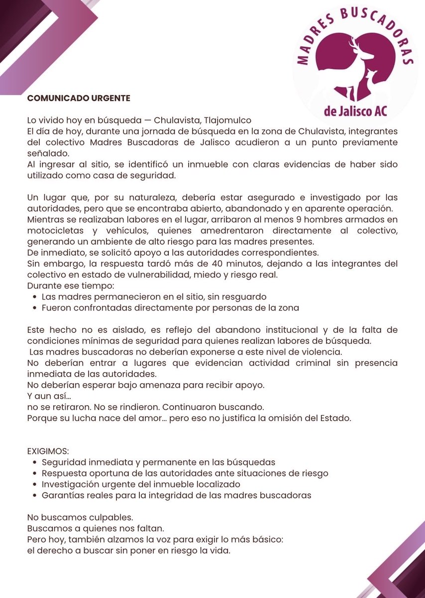 Madres Buscadoras de Jalisco tweet media