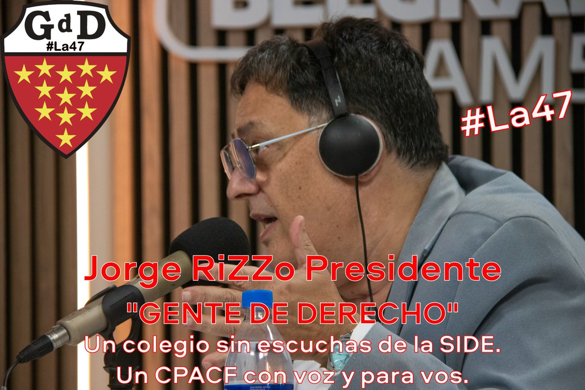 Abogados:
Por un colegio que no te escuche ilegalmente.
Por un colegio con voz y para vos.
Martes 21 y miércoles 22 de abril.
De 8 a 18 CPACF
#RiZZoPresidente
"GENTE DE DERECHO" #La47
<a href="/CarlosMaslaton/">Carlos Maslatón</a> <a href="/morenoparalavic/">Guillermo Moreno</a> <a href="/alekim_ok/">Alejandro Kim</a> <a href="/LaNegraVerdu/">M. del Carmen Verdú</a> <a href="/parrillimarcelo/">Marcelo Parrilli</a> <a href="/pabloduggan/">Pablo Duggan</a>