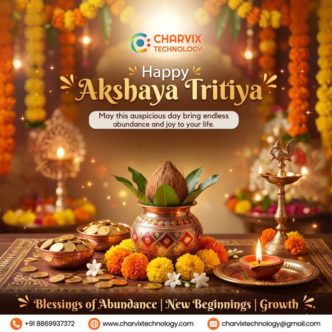 charvixtech's tweet photo. ✨ Happy Akshaya Tritiya from Charvix Technology ✨

Wishing you abundance, growth &amp; new beginnings. 🌼🚀
Let’s build long-term digital success together! 💻📈

📞 +91 8869937372

#AkshayaTritiya #CharvixTechnology #Growth #DigitalSuccess https://t.co/IsGtqhTaEi