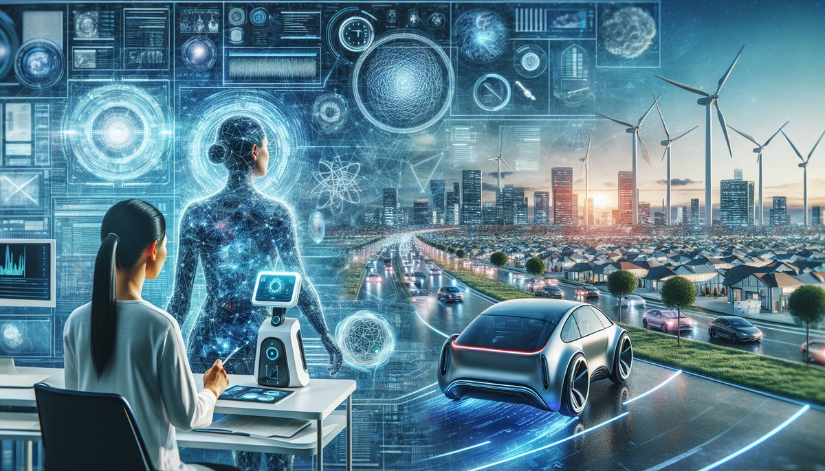 Bsdev0's tweet image. AI is transforming healthcare, transport, and sustainability. Exciting times ahead! 🌟 #AIFuture
