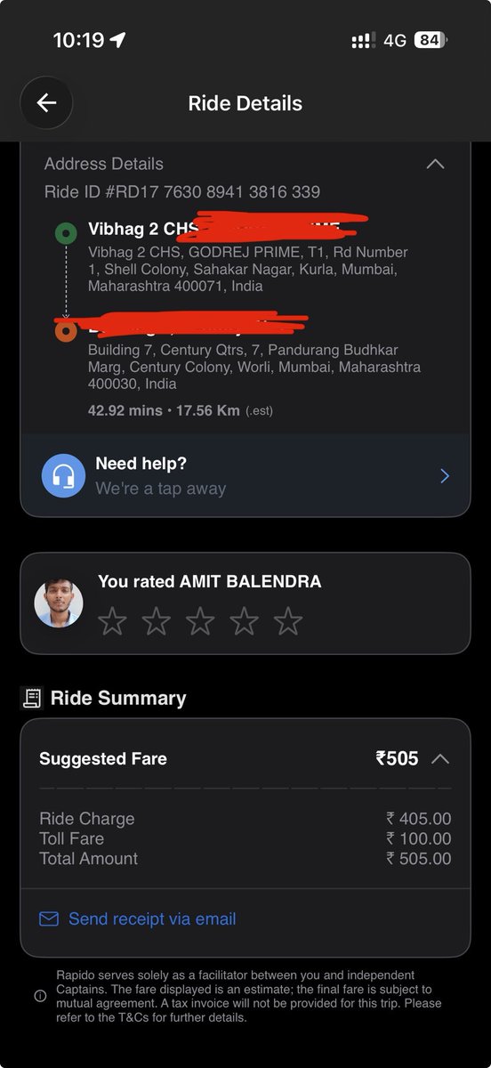 kv0666's tweet photo. Disappointing experience with @rapidobikeapp on Apr 16 in Mumbai. Driver rerouted from Sea Link to "save time," but it took 30 mins longer. Worse? I was charged a higher fare AND a toll I never even passed. Refund this overcharge &amp; fix the system! 🚕🛑 #Mumbai #ConsumerRights https://t.co/8Y072WbmmE