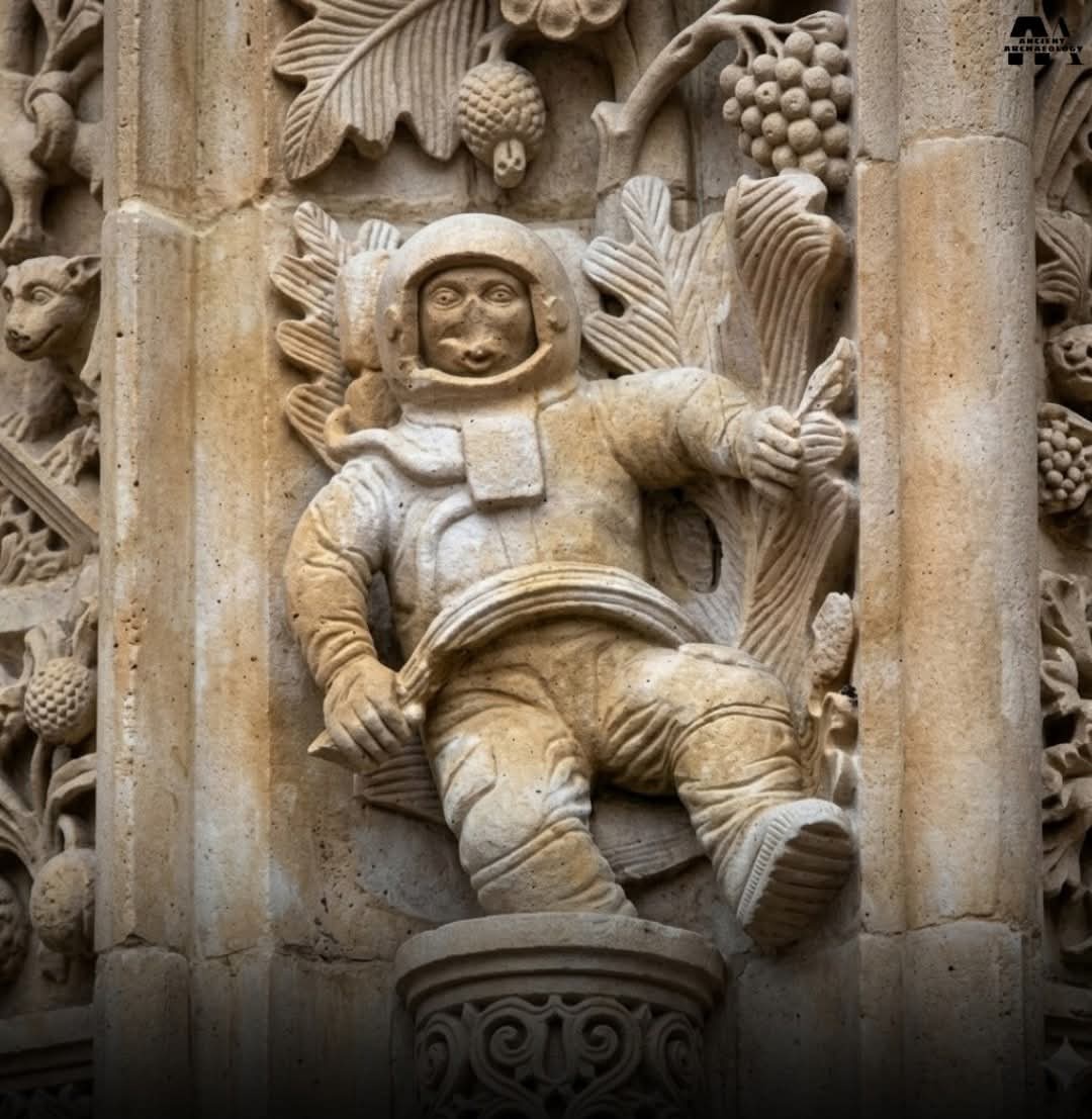 histories_arch's tweet photo. The New Cathedral of Salamanca in Spain features a stone carving that bears a striking resemblance to a modern-day astronaut in a pressurized suit... While many internet theories suggest this is evidence of time travel or ancient advanced technology, it is actually a much more recent addition. The carving was added during a restoration project in 1992, following a tradition where restorers incorporate contemporary symbols into their work.

Stone carver Jerónimo García was responsible for the addition, choosing an astronaut as a symbol of the 20th Century to mark the era of the renovation. The cathedral itself dates back to 16th Century CE, but the restoration allowed for a creative "signature" that bridges the gap between the Renaissance and the Space Age. Other modern additions to the cathedral's facade include a faun eating an ice cream cone.

This "astronaut" serves as a fascinating example of how historical monuments can evolve over time through human intervention. It highlights the playfulness of craftsmen and the importance of distinguishing between original architectural features and modern repairs. Today, it remains one of the most photographed and debated features of the cathedral’s exterior.

#archaeohistories