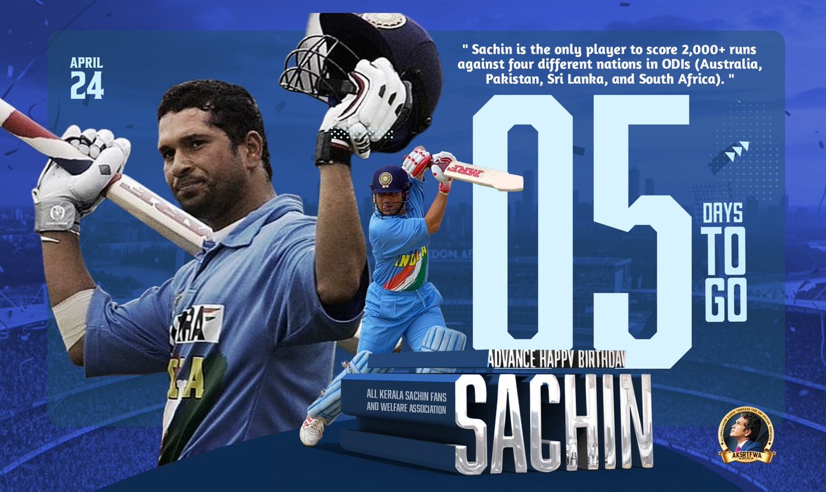 SachinArmyKera2's tweet image. 4 Nations. 2000+ Runs Each. One Undisputed King! 🏏👑

​Sachin Tendulkar remains the ONLY player to score 2,000+ ODI runs against Australia, Pakistan, Sri Lanka, and South Africa. He didn't just play against the best; he dominated them! 🇮🇳🐐

​#SachinTendulkar #5DaysToGo